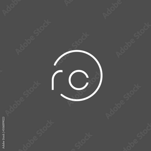 Letter RC logo monogram with circles line style, simple but elegant logo design