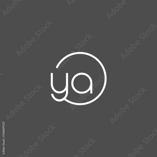Letter YA logo monogram with circles line style, simple but elegant logo design