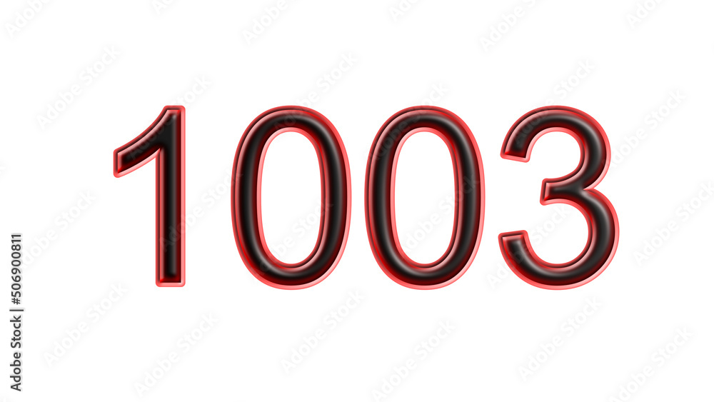 red 1003 number 3d effect white background red 1003 number 3d effect white background