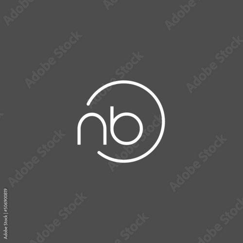 Letter NB logo monogram with circles line style, simple but elegant logo design
