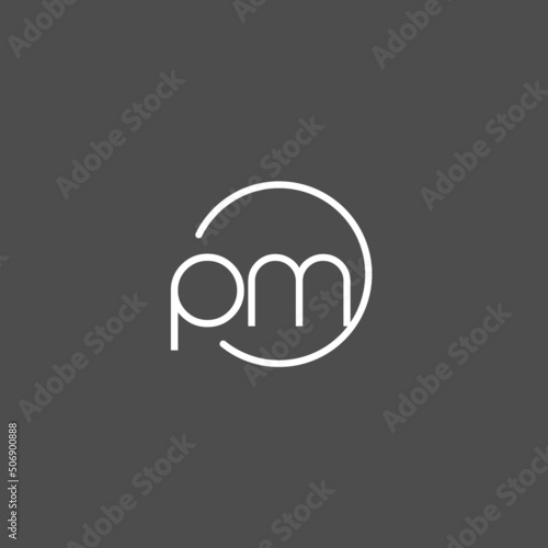 Letter PM logo monogram with circles line style, simple but elegant logo design