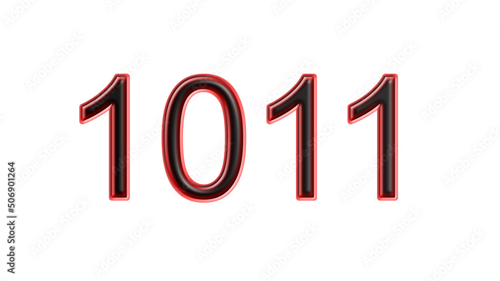 red 1011 number 3d effect white background red 1011 number 3d effect white background