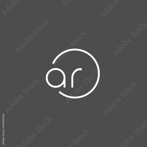 Letter AR logo monogram with circles line style, simple but elegant logo design