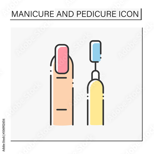 Nail sander color icon.Tool for modeling, shortening, defining the shape and length of nails. Polishing nail plates. Manicure and pedicure concept. Isolated vector illustration