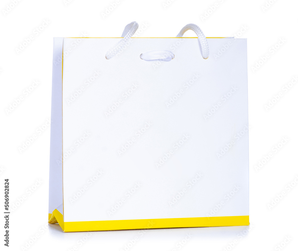 White shopping paper bag packing on white background isolation White shopping paper bag packing on white background isolation