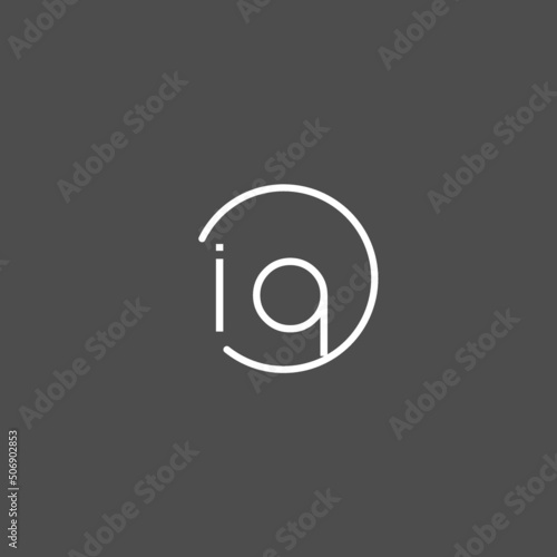 Letter IQ logo monogram with circles line style, simple but elegant logo design
