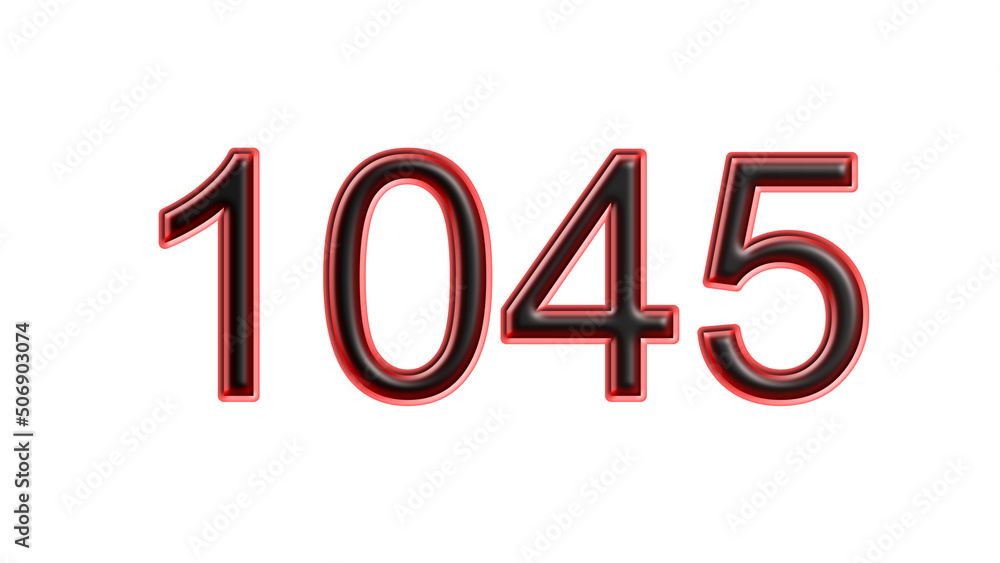 red 1045 number 3d effect white background red 1045 number 3d effect white background