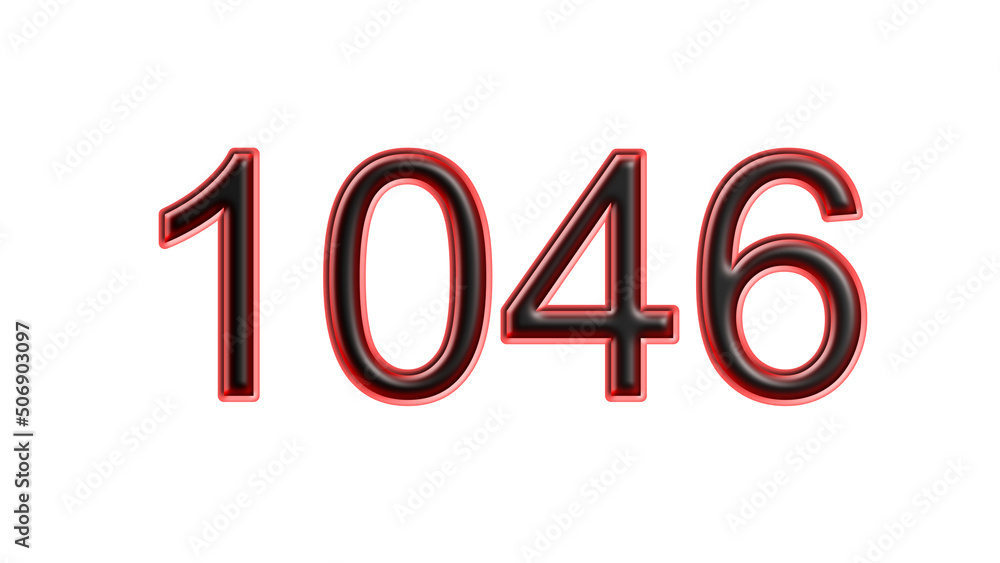 red 1046 number 3d effect white background red 1046 number 3d effect white background