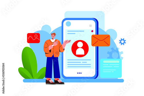 Securing personal data Illustration concept. Flat illustration isolated on white background.