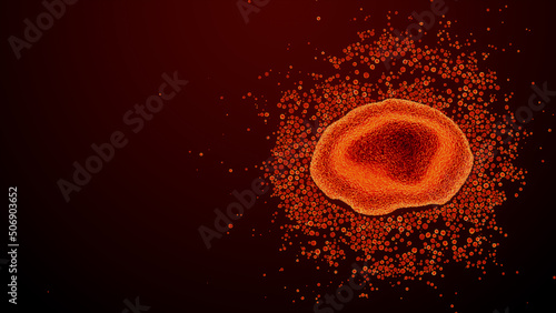 Monkeypox Virus. Virology 3D Render with Copy-Space.