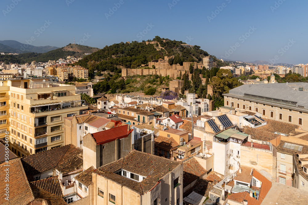 aerial view of the roofs of the historic center of the city of Malaga