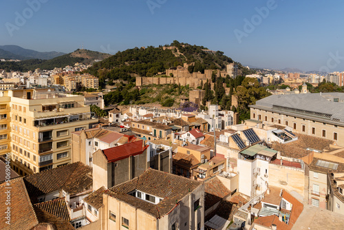 aerial view of the roofs of the historic center of the city of Malaga