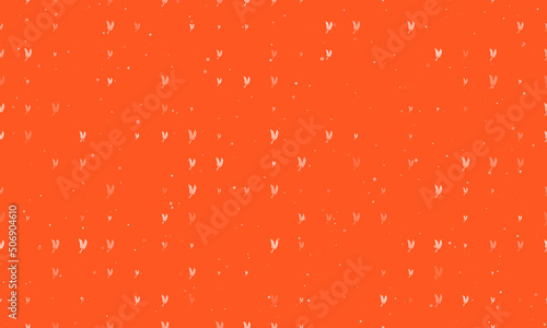 Seamless background pattern of evenly spaced white wheat symbols of different sizes and opacity. Vector illustration on deep orange background with stars