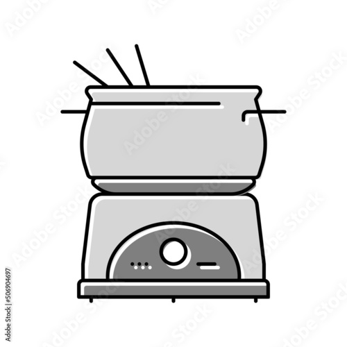 steel fondue pot color icon vector illustration