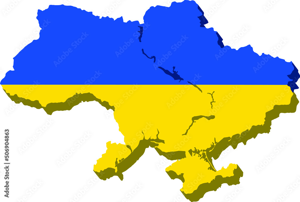 Map of Ukraine 3D in the colors of the Ukrainian flag - Vector Illustration Map of Ukraine 3D in the colors of the Ukrainian flag - Vector Illustration