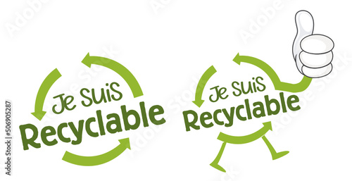 Étiquette d'emballage recyclable, je suis recyclable, affichage de consigne