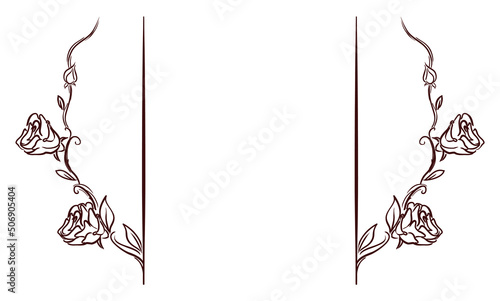 Beautiful template in outlines with roses and buds, Vector illustration