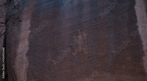 Oljato - Monument Valley Navajo petroglyph on a rock, Utah, Arizona, USA photo