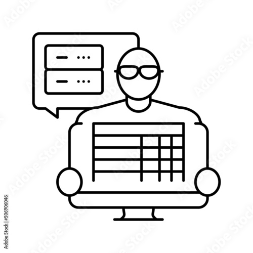 data entry clerk line icon vector illustration