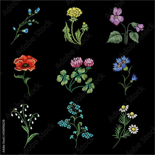Stitch embroidery wild flowers.