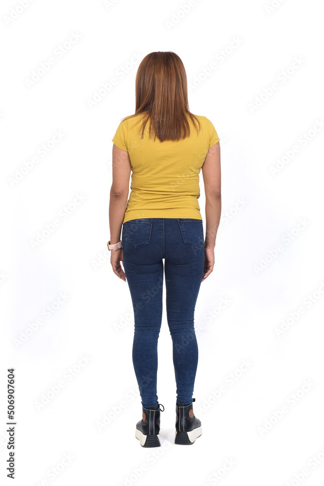 back view of a woman with slim fit on whte background back view of a woman with slim fit on whte background