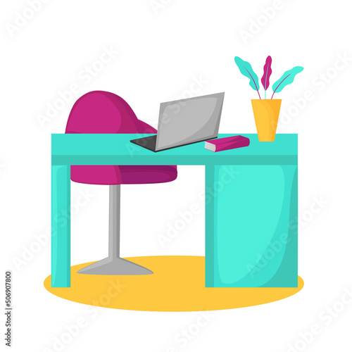 Home office concept interior decoration vector illustration