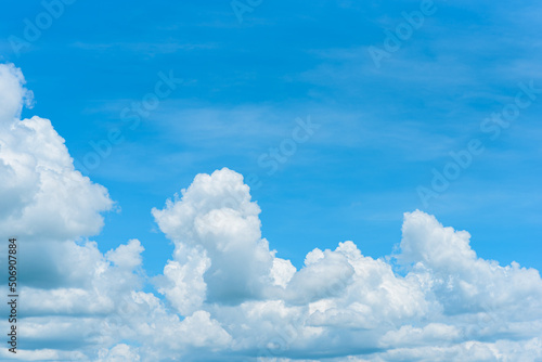 White clouds are soft and fluffy floating on blue sky for backgrounds concept, Selective focus.