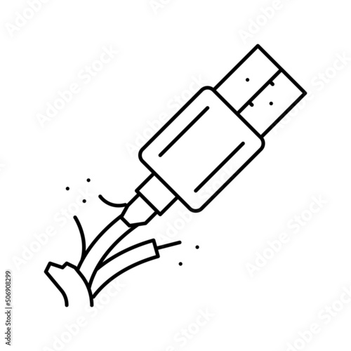 broken cable usb line icon vector illustration