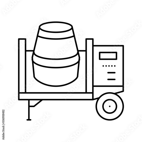 concrete mixer equipment line icon vector illustration