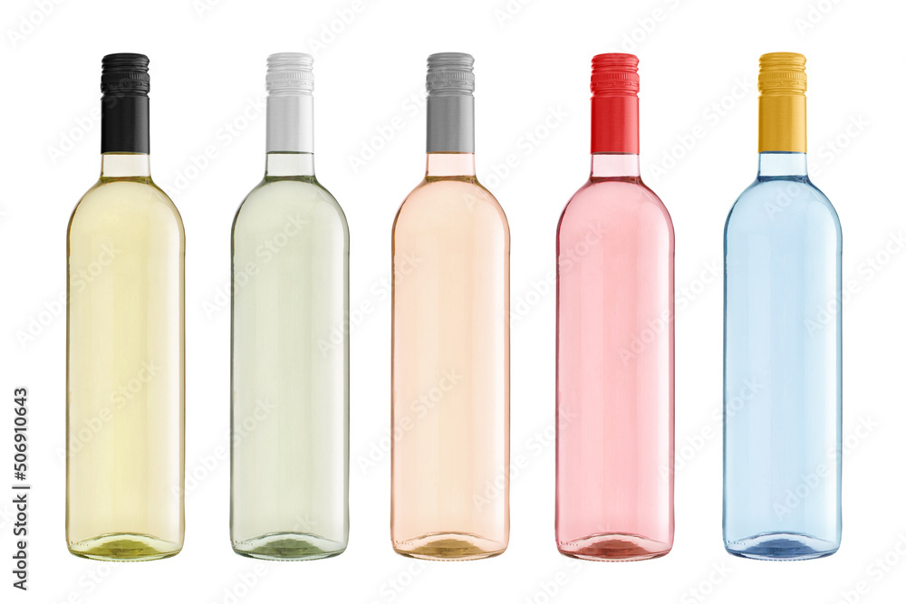 Set of wine bottles isolated on white background Set of wine bottles isolated on white background