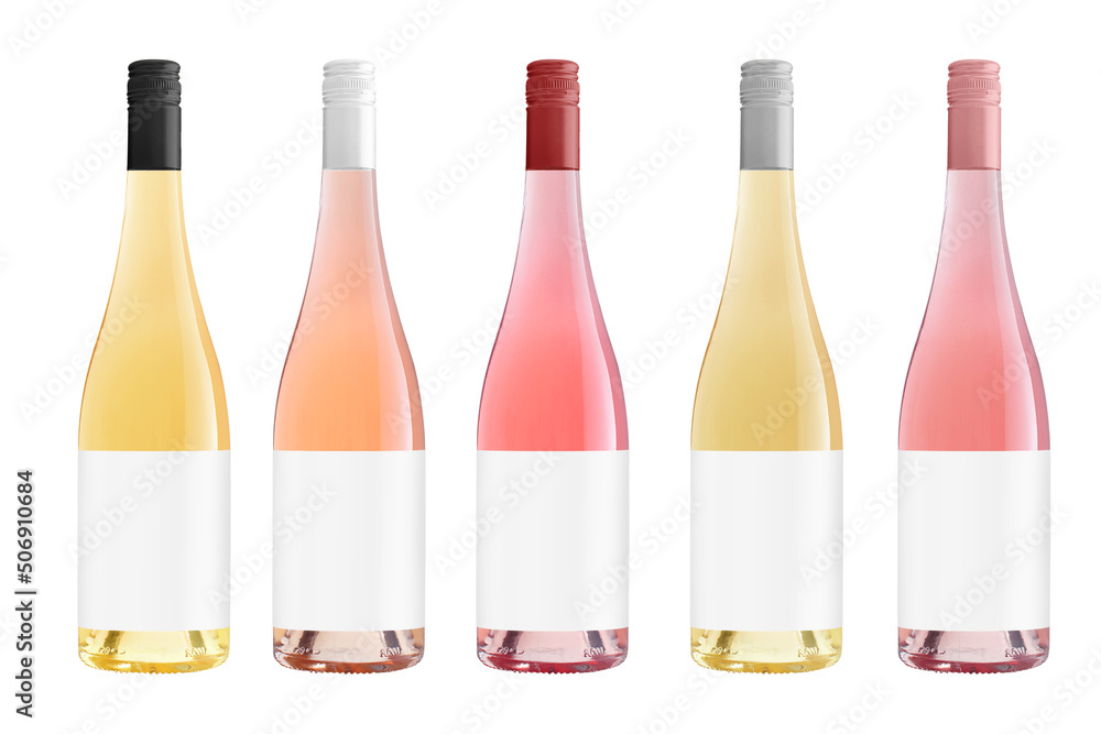 Set of wine bottles isolated on white background Set of wine bottles isolated on white background
