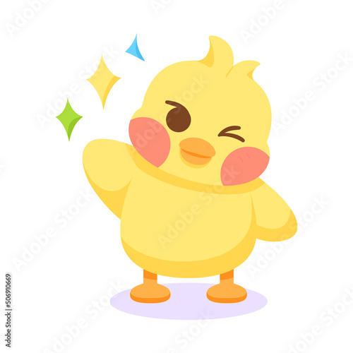 Isolated cute happy chick cartoon character Vector illustration