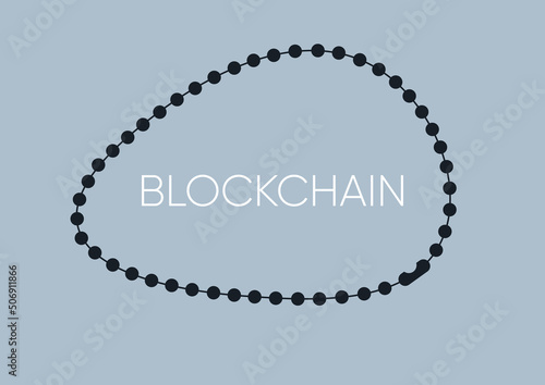 A beads chain with a Blockchain sign inside, a fintech market concept