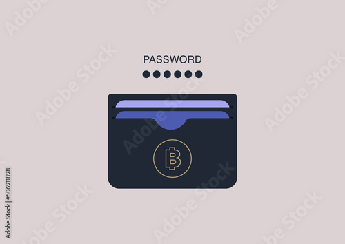 A crypto currency wallet password concept, a protected account