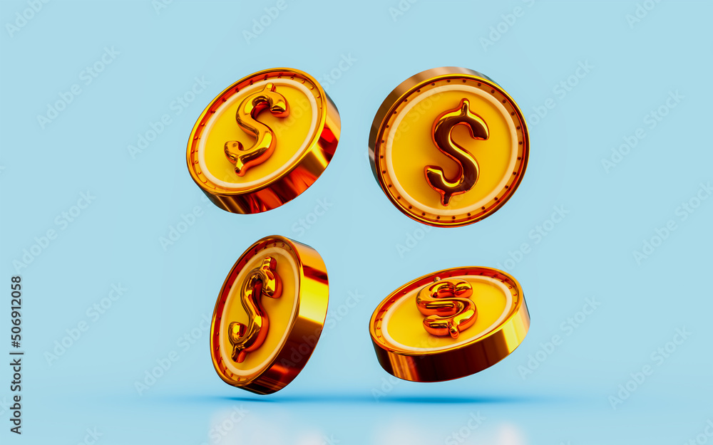dollar coin 3d illustration money savings bank account marketing payment business profit currency 