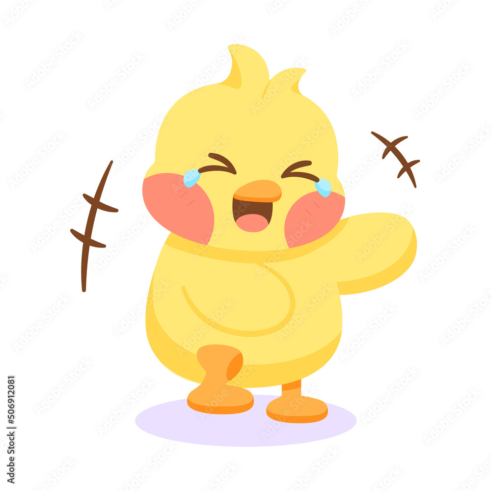 Obraz premium Isolated cute happy chick cartoon character Vector illustration