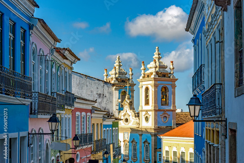 Facades of the houses, towers and churches of ancient district of Pelourinho in the beautiful city of Salvador, Bahia © Fred Pinheiro
