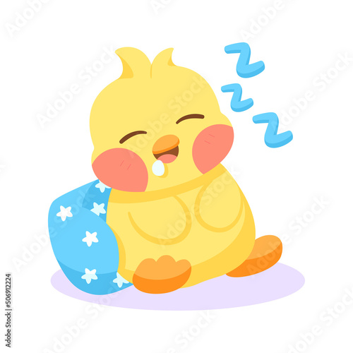 Isolated happy asleep chick cartoon character Vector illustration