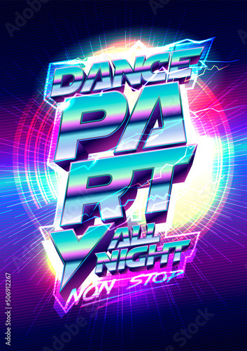 Dance party flyer, web banner or poster design template