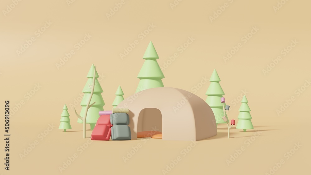 3D rendering of campsite 3D rendering of campsite
