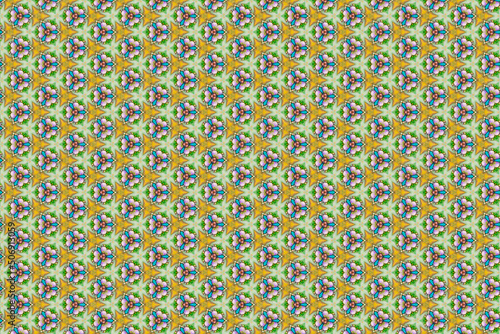 Colorfull abstract pattern that looks like flowers, created from a macro photography of fluids bubbles.