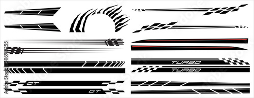 Fotografiet Car Side Stripes or Racing Vehicle Graphics and Vinyls in vector format