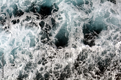 Deep waves, water splash on white background