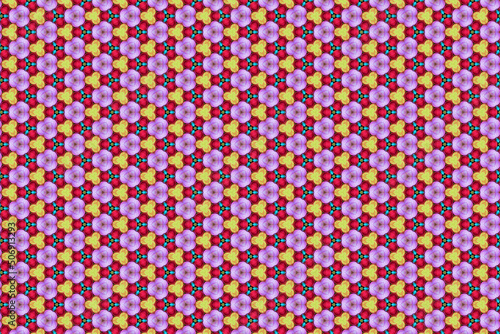 Colorfull abstract pattern that looks like flowers, created from a macro photography of fluids bubbles.