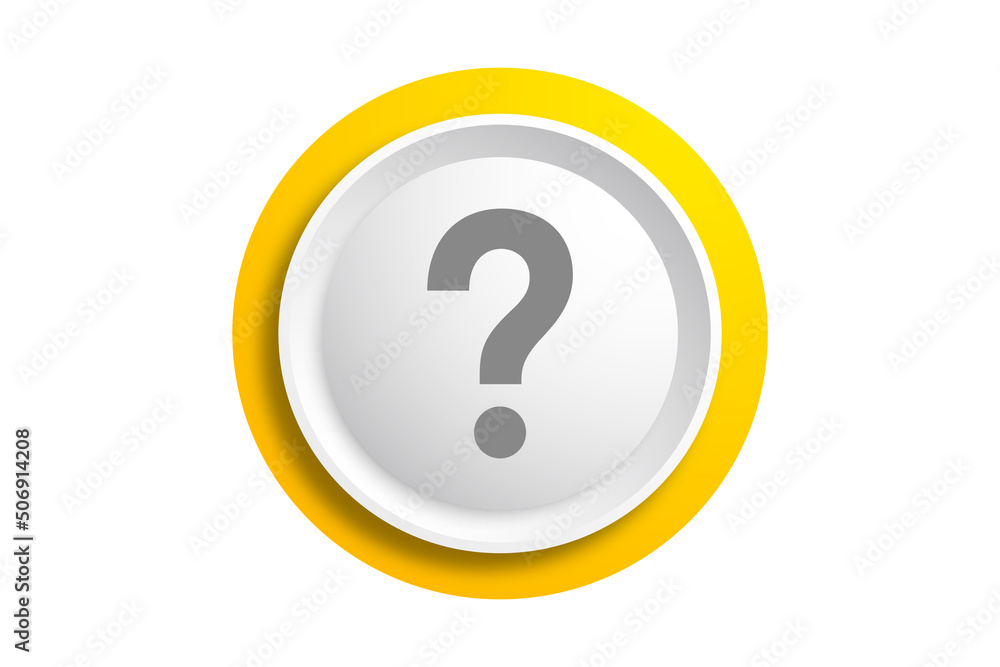 Question mark design on white button Question mark design on white button