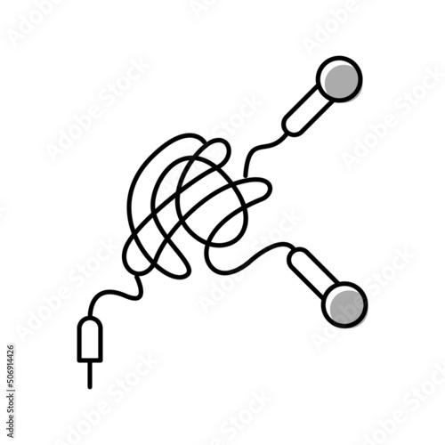 tangle earphone cable color icon vector illustration