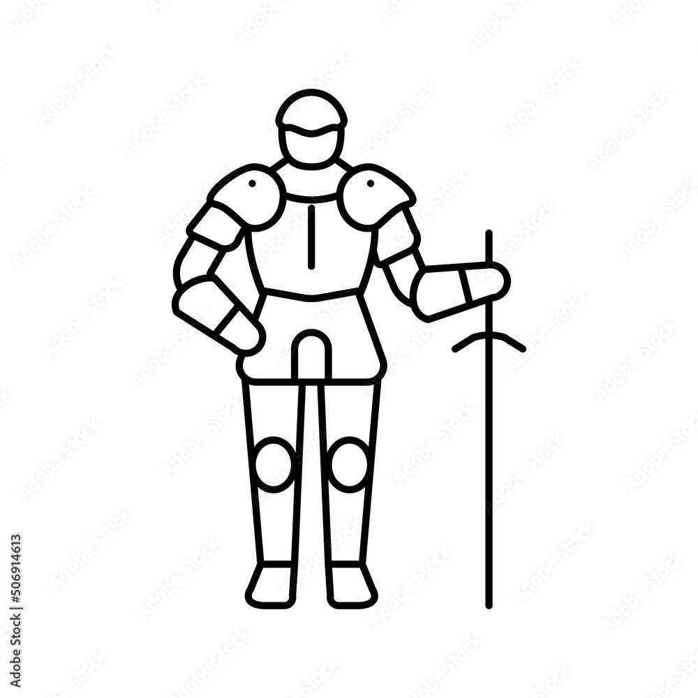 warrior knight line icon vector illustration warrior knight line icon vector illustration