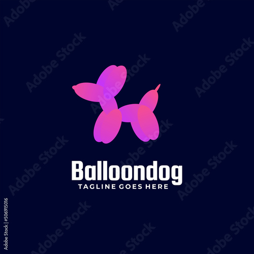 Vector Logo Illustration Balloon Dog Gradient Colorful Style.