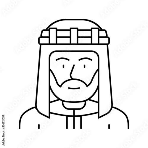 egyptian citizen line icon vector illustration