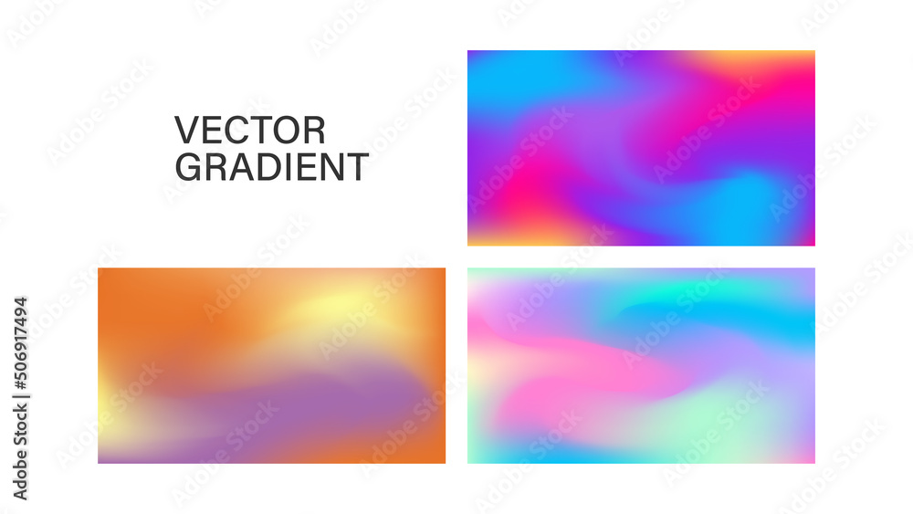 Abstract art, colorful fluid gradient wallpaper, liquid, blend, blurred, modern dynamic hologram design, background for business, presentation, ads, social media, prints, cover, banner, set